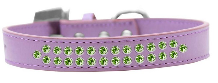 Two Row Lime Green Crystal Size 12 Lavender Dog Collar